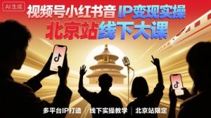 视频号小红书抖音IP变现实操北京站线下大课,40+行业短视频高变现姿势,100+IP高变现实操技术-阳知网创资源库