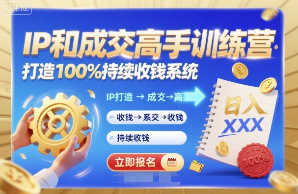 带你成为IP和成交高手的训练营,打造100%持续收钱系统-阳知网创资源库
