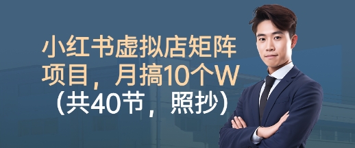 小红书虚拟店矩阵项目,照抄照做,月搞1W+(共40节)-阳知网创资源库