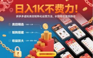 日入1K不费力!拼多多虚拟类目矩阵化运营方法,长效稳定变现路径-阳知网创资源库