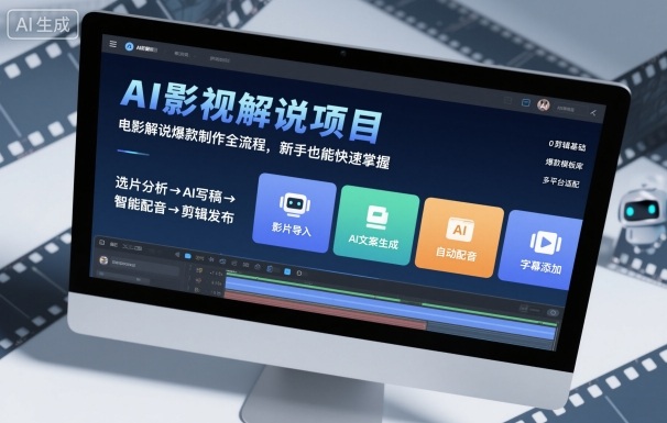 AI影视解说项目,电影解说爆款制作全流程,新手也能快速掌握-阳知网创资源库