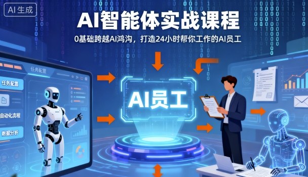 Ai智能体实战课程,0基础跨越Ai鸿沟,打造24小时帮你工作的Ai员工,打破常规,以实战定义Ai-阳知网创资源库