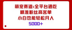 萌宠赛道，全平台通吃，精准粉丝高客单，小白也能轻松月入5k-阳知网创资源库