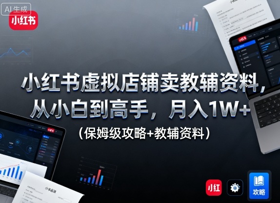 小红书虚拟店铺卖教辅资料,从小白到高手,月入1W+(保姆级攻略+教辅资料)-阳知网创资源库