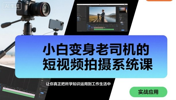 小白变身老司机的短视频拍摄系统课，让你真正把所学知识运用到工作生活中-阳知网创资源库