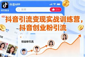 抖音引流变现实战训练营，抖音创业粉引流-阳知网创资源库