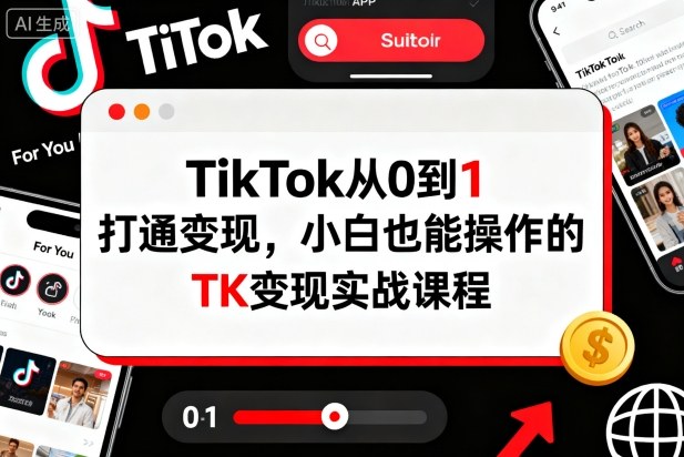 TikTok从0到1打通变现,小白也能操作的TK变现实战课程-阳知网创资源库