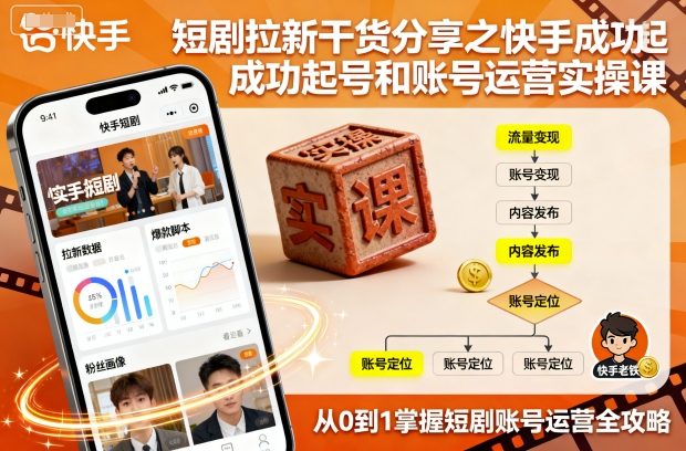 短剧拉新干货分享之快手成功起号和账号运营实操课-阳知网创资源库