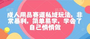 成人用品赛道私域玩法,非常暴利,简单易学,学会了自己悄悄做-阳知网创资源库