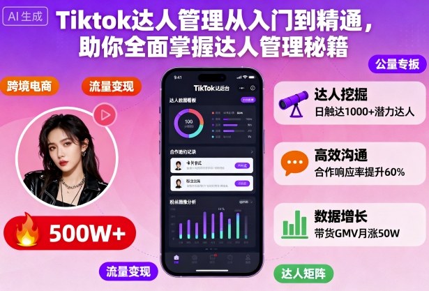 Tiktok达人管理从入门到精通,助你全面掌握达人管理秘籍-阳知网创资源库
