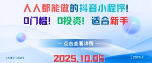 人人都能做的抖音小程序，0门槛0成本，适合新手-阳知网创资源库