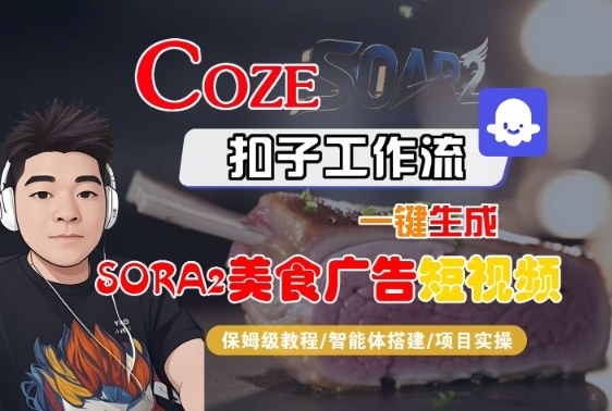 Coze扣子智能体工作流一键生成“SORA2美食广告“短视频,全流程保姆级教学-阳知网创资源库