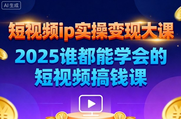 短视频ip实操变现大课,7月26-27日广州站线下课,2025谁都能学会的短视频搞钱课-阳知网创资源库