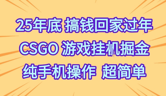 25年底搞钱回家过年,CSGO游戏挂G掘金,纯手机操作超简单【揭秘】-阳知网创资源库