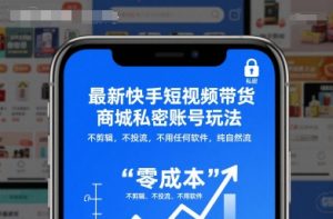 最新快手短视频带货商城私密账号玩法,不剪辑,不投流,不用任何软件,纯自然流-阳知网创资源库