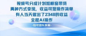 新玩法,视频号分成计划+橱窗带货,有人当天做出了2348的收益-阳知网创资源库