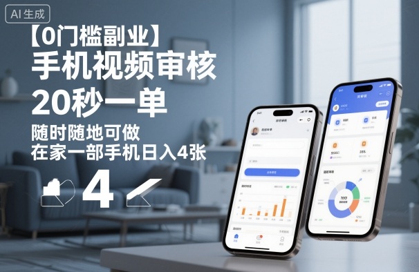 【0门槛副业】手机视频审核,20秒一单,随时随地可做,在家一部手机日入4张【揭秘】-阳知网创资源库