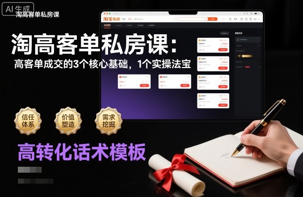 淘高客单私房课：高客单成交的3个核心基础，1个实操法宝-阳知网创资源库