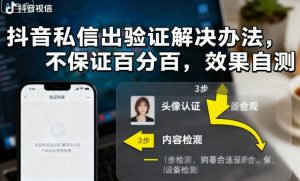 抖音私信出验证解决办法,不保证百分百,效果自测-阳知网创资源库