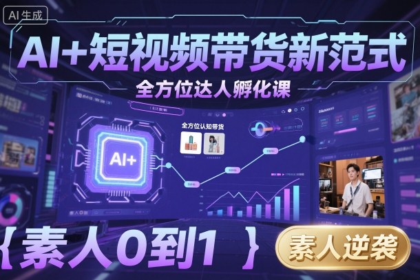 AI+短视频带货新范式全方位达人孵化课,素人也可以从0到1,全方位认知短视频带货-阳知网创资源库