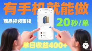 20秒做一单！商品视频审核项目，有手机就可以做，随时随地不限地方不限时间，单日收益4张【揭秘】-阳知网创资源库