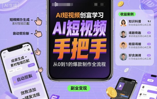 AI短视频创富学习,手把手教会你制作AI短视频-阳知网创资源库