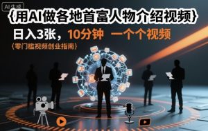 用AI做各地首富人物介绍视频，日入3张，10分钟一个视频-阳知网创资源库