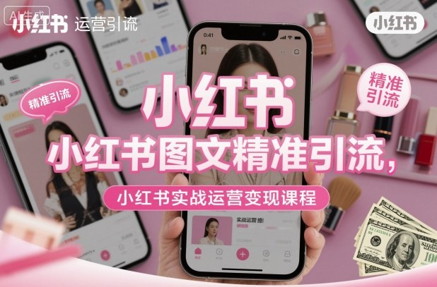 小红书图文精准引流,小红书实战运营变现课程-阳知网创资源库