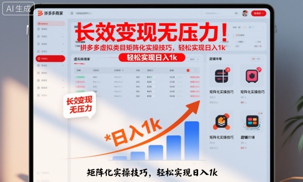 长效变现无压力!拼多多虚拟类目矩阵化实操技巧,轻松实现日入1k【揭秘】-阳知网创资源库