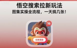 悟空搜索拉新玩法，图集实操全流程，一天搞几张-阳知网创资源库