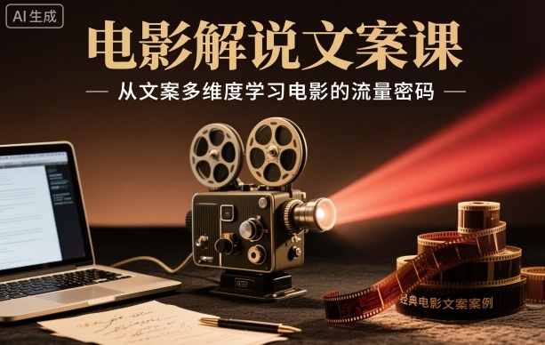 电影解说文案课,从文案多维度学习电影的流量密码-阳知网创资源库