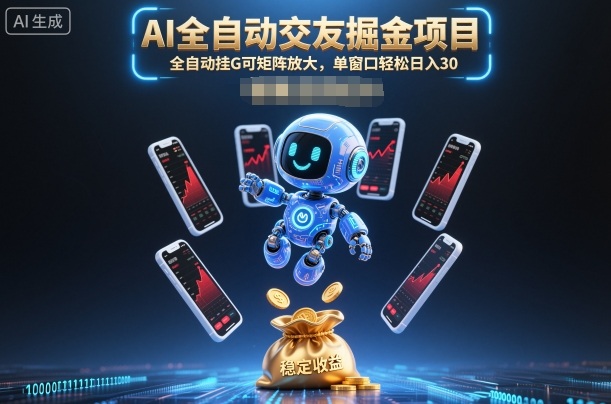 AI全自动交友掘金项目,全自动挂G可矩阵放大,单窗口轻松日入30+【揭秘】-阳知网创资源库