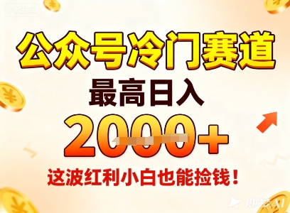 公众号冷门赛道,最高日入1k+,这波红利小白也能捡钱!-阳知网创资源库