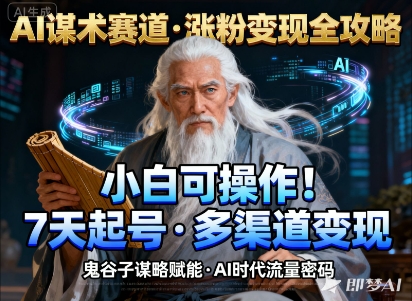 AI谋术赛道，涨粉快速，变现方式多样，小白可操作-阳知网创资源库