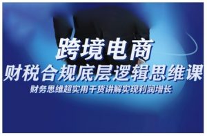 跨境电商财稅合规底层逻辑思维课,财务思维超实用于货讲解实现利润增长-阳知网创资源库