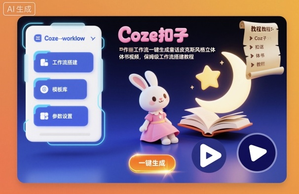 Coze扣子工作流一键生成童话皮克斯风格立体书视频，保姆级工作流搭建教程-阳知网创资源库