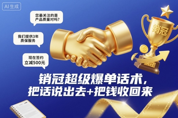 销冠超级爆单话术,把话说出去+把钱收回来-阳知网创资源库