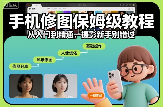 手机修图保姆级教程,从入门到精通,摄影新手别错过-阳知网创资源库