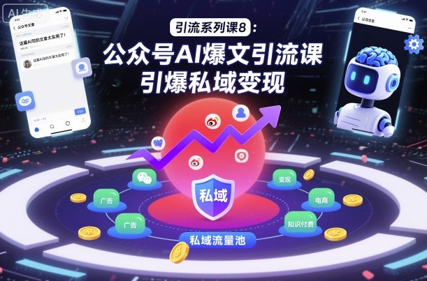 引流系列课8:公众号AI爆文引流课,引爆私域变现-阳知网创资源库
