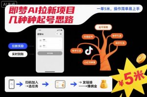 即梦AI拉新项目几种起号思路，一单5米，操作简单易上手-阳知网创资源库