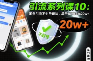 引流系列课10:闲鱼引流不封号玩法,单号单日曝光20w+-阳知网创资源库