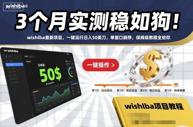 3个月实测稳如狗!wishlba最新项目,一键运行日入50美刀,单窗口躺挣,保姆级教程全给你【揭秘】-阳知网创资源库