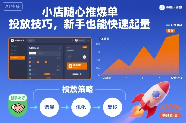 小店随心推爆单投放技巧,新手也能快速起量-阳知网创资源库
