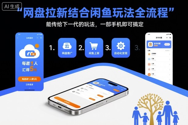 网盘拉新结合闲鱼玩法全流程,能传给下一代的玩法,一部手机即可搞定(附入口渠道以及实操教程)-阳知网创资源库