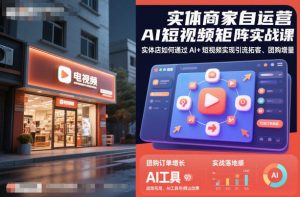 实体商家自运营AI短视频矩阵实战课,实体店如何通过AI+短视频实现引流拓客、团购增量-阳知网创资源库