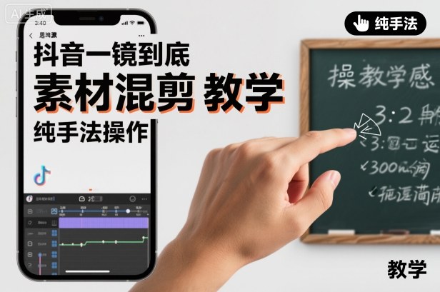 抖音一镜到底素材混剪教学，纯手法操作-阳知网创资源库