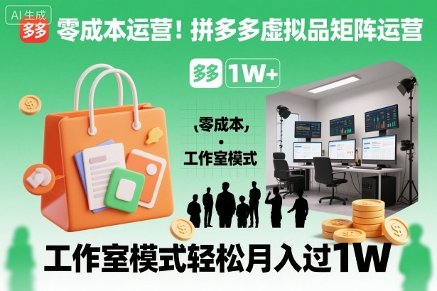 零成本运营!拼多多虚拟品矩阵运营,工作室模式轻松月入过1W-阳知网创资源库