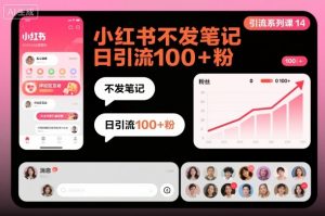 引流系列课14：小红书不发笔记日引流100+粉-阳知网创资源库