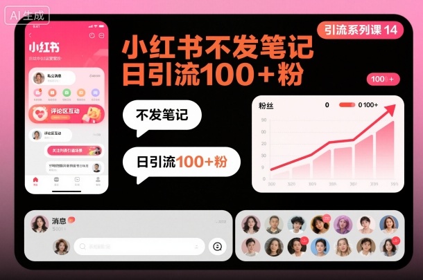 引流系列课14：小红书不发笔记日引流100+粉-阳知网创资源库