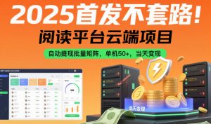 2025首发不套路!阅读平台云端项目,自动提现批量矩阵,单机50+,当天变现【揭秘】-阳知网创资源库